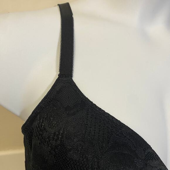 Savage x Fenty Black Lace Overlay Lightly Padded Bra Full Coverage Sz 36DDD - Picture 3 of 10